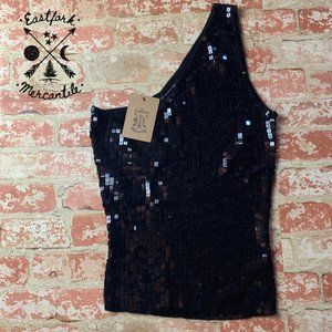 52 WEEKENDS Ladies Off Shoulder Sequin Knit Tank Top M